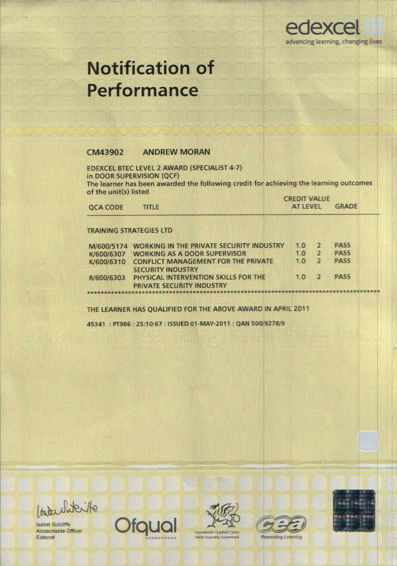 2011 3yr SIA Cert 2