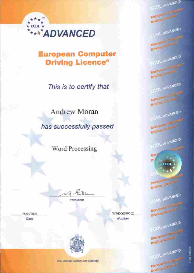 Advanced Word-Processing Cert